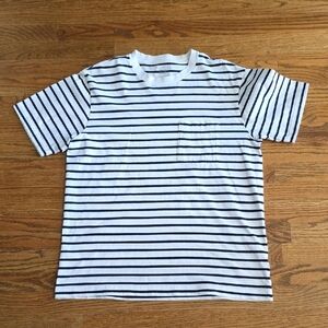 GAP White and Navy Striped Short Sleeve Tee